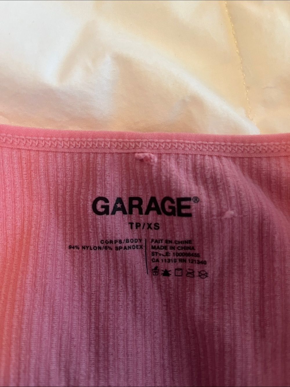 Garage Pink Ribbed V-Neck Crop Top - Picture 2 of 5